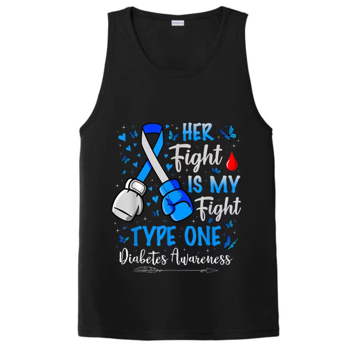 Her Fight Is My Fight Type 1 Diabetes Awareness Ribbon Performance Tank