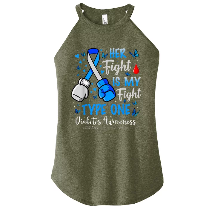 Her Fight Is My Fight Type 1 Diabetes Awareness Ribbon Women’s Perfect Tri Rocker Tank