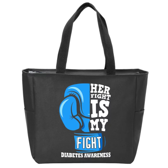 Her Fight Is My Fight Boxing Glove Diabetes Awareness Month Zip Tote Bag