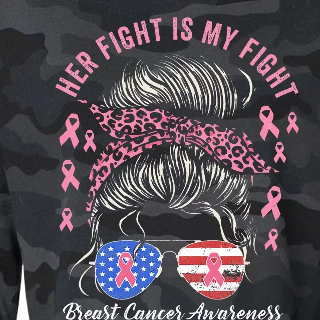 Her Fight Is My Fight Breast Cancer Awareness Pink Ribbon Cropped Pullover Crew