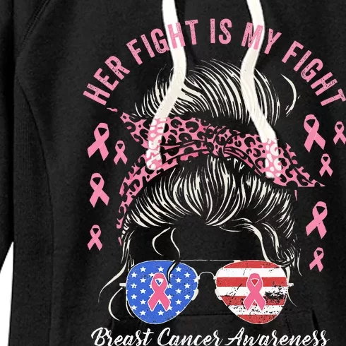 Her Fight Is My Fight Breast Cancer Awareness Pink Ribbon Women's Fleece Hoodie