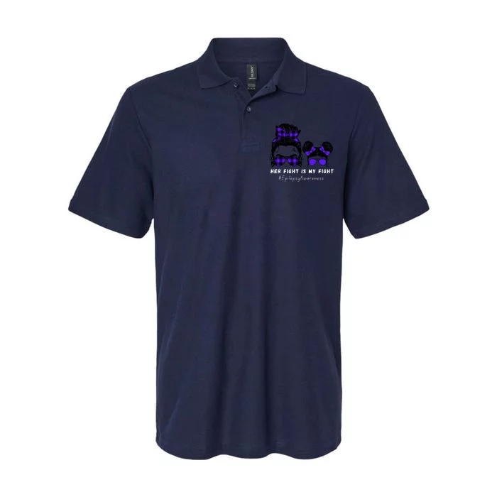 Her Fight Is My Fight | Epilepsy Survivor Purple Ribbon Softstyle Adult Sport Polo