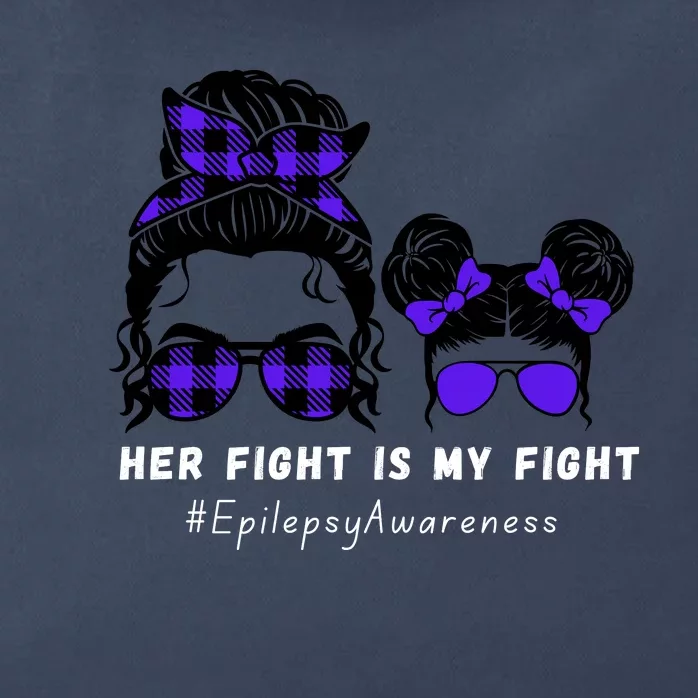 Her Fight Is My Fight | Epilepsy Survivor Purple Ribbon Zip Tote Bag