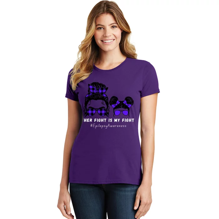 Her Fight Is My Fight | Epilepsy Survivor Purple Ribbon Women's T-Shirt