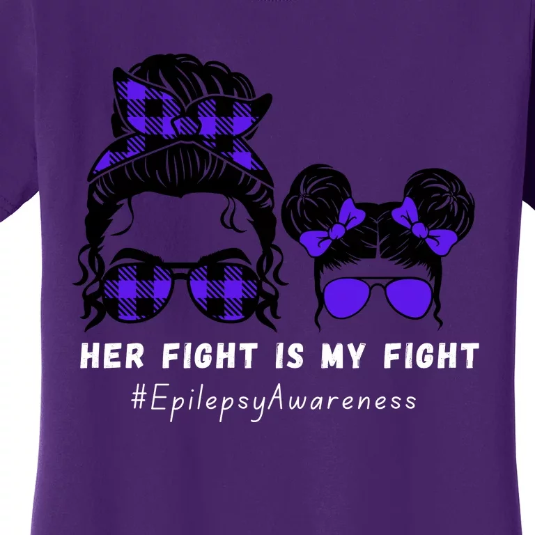 Her Fight Is My Fight | Epilepsy Survivor Purple Ribbon Women's T-Shirt