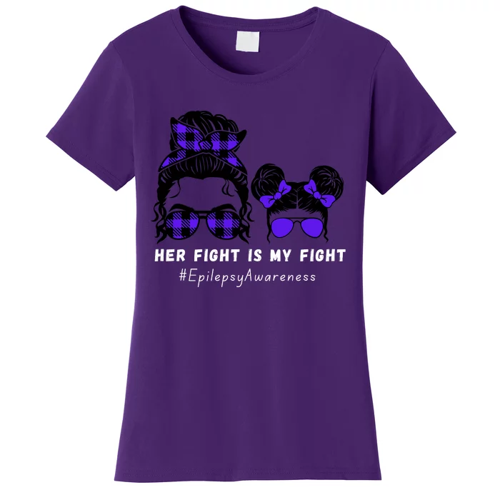 Her Fight Is My Fight | Epilepsy Survivor Purple Ribbon Women's T-Shirt