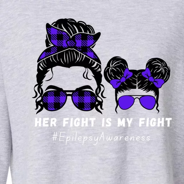 Her Fight Is My Fight | Epilepsy Survivor Purple Ribbon Cropped Pullover Crew