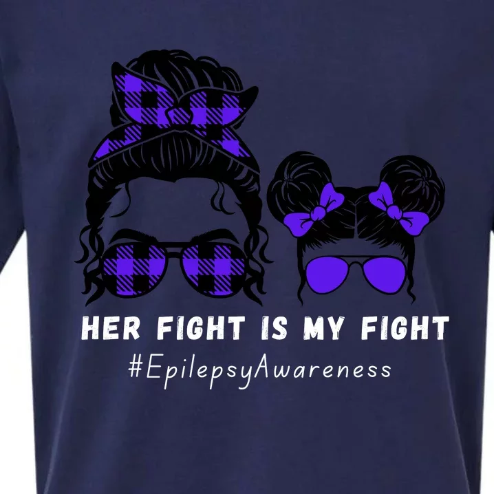 Her Fight Is My Fight | Epilepsy Survivor Purple Ribbon Sueded Cloud Jersey T-Shirt