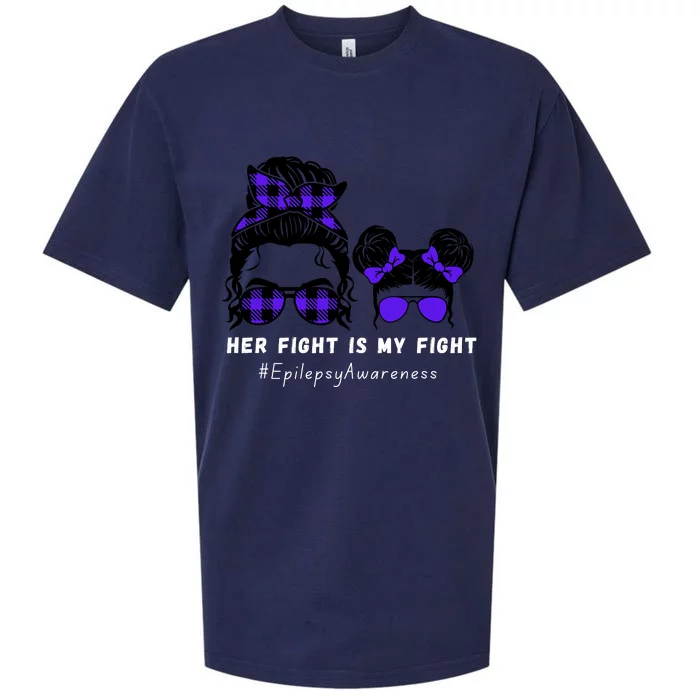 Her Fight Is My Fight | Epilepsy Survivor Purple Ribbon Sueded Cloud Jersey T-Shirt