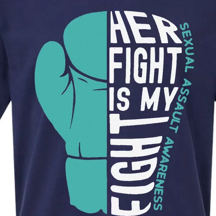 Her Fight Is My Fight Sexual Assault Awareness Boxing Glove Sueded Cloud Jersey T-Shirt