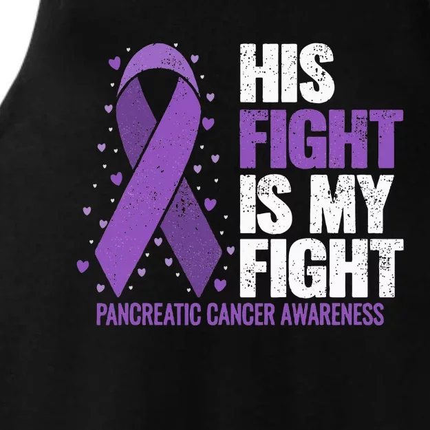 His Fight is my Fight Pancreatic Cancer Awareness Ladies Tri-Blend Wicking Tank