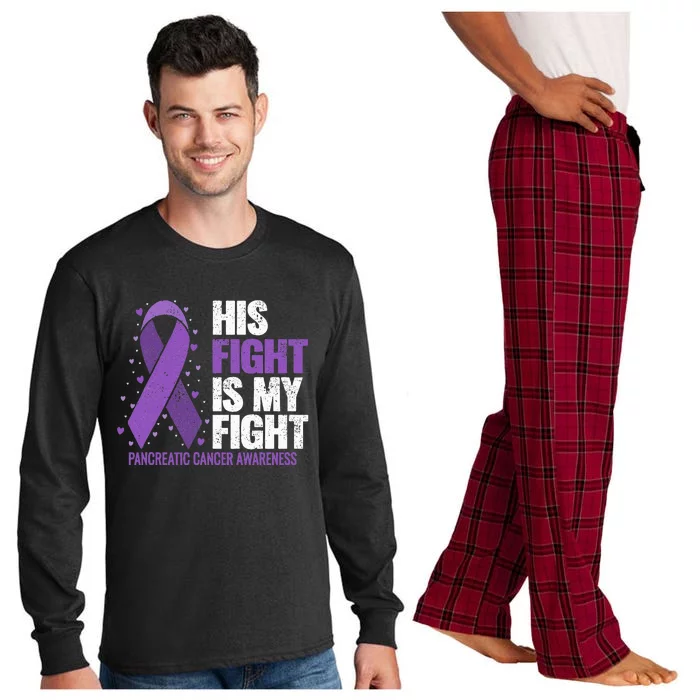 His Fight is my Fight Pancreatic Cancer Awareness Long Sleeve Pajama Set