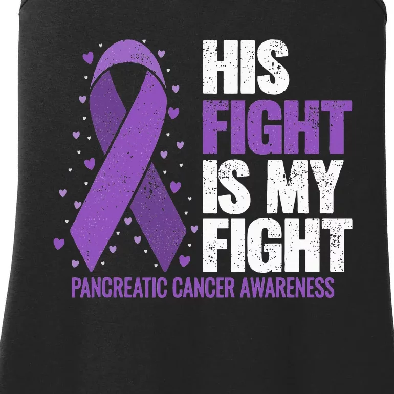 His Fight is my Fight Pancreatic Cancer Awareness Ladies Essential Tank