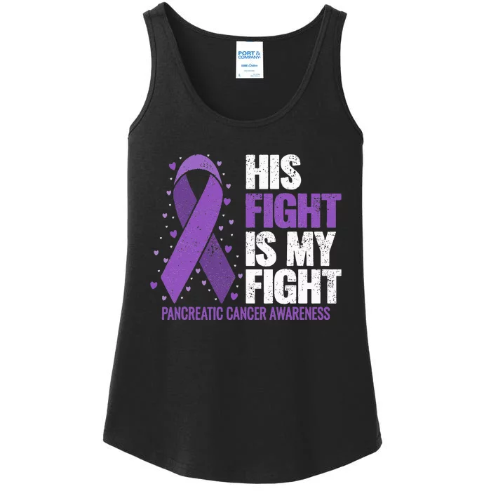 His Fight is my Fight Pancreatic Cancer Awareness Ladies Essential Tank