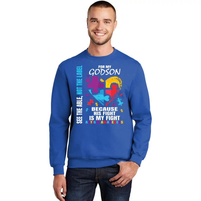 His Fight Is My Fight Blue Godson Autism Awareness Godmother Gift Sweatshirt