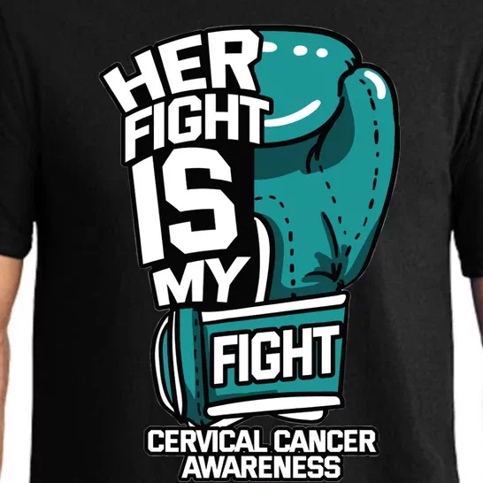 Her Fight Is My Fight Cervical Cancer Awareness Teal Boxing Pajama Set