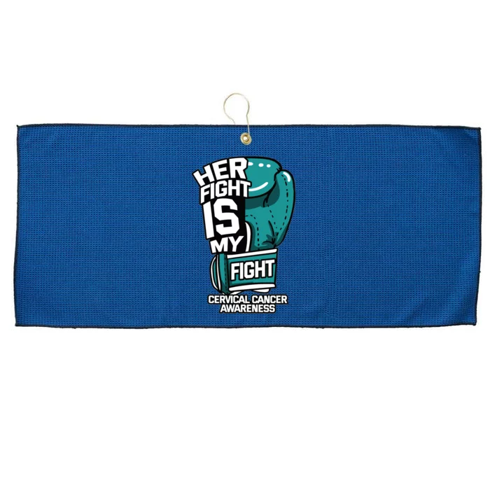 Her Fight Is My Fight Cervical Cancer Awareness Teal Boxing Large Microfiber Waffle Golf Towel