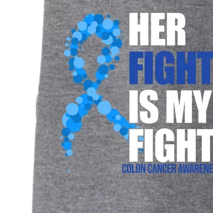 Her Fight Is My Fight Colon Cancer Awareness Ribbon Doggie 3-End Fleece Hoodie