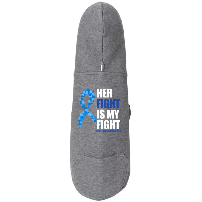 Her Fight Is My Fight Colon Cancer Awareness Ribbon Doggie 3-End Fleece Hoodie