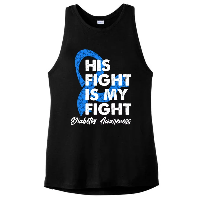 His Fight Is My Fight Diabetes Awareness Ladies Tri-Blend Wicking Tank