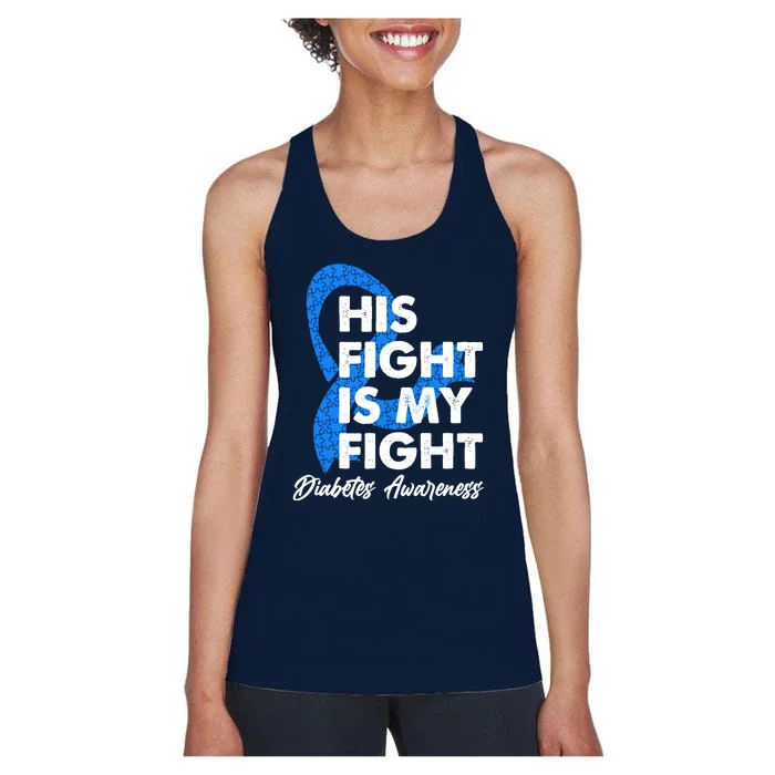 His Fight Is My Fight Diabetes Awareness Women's Racerback Tank