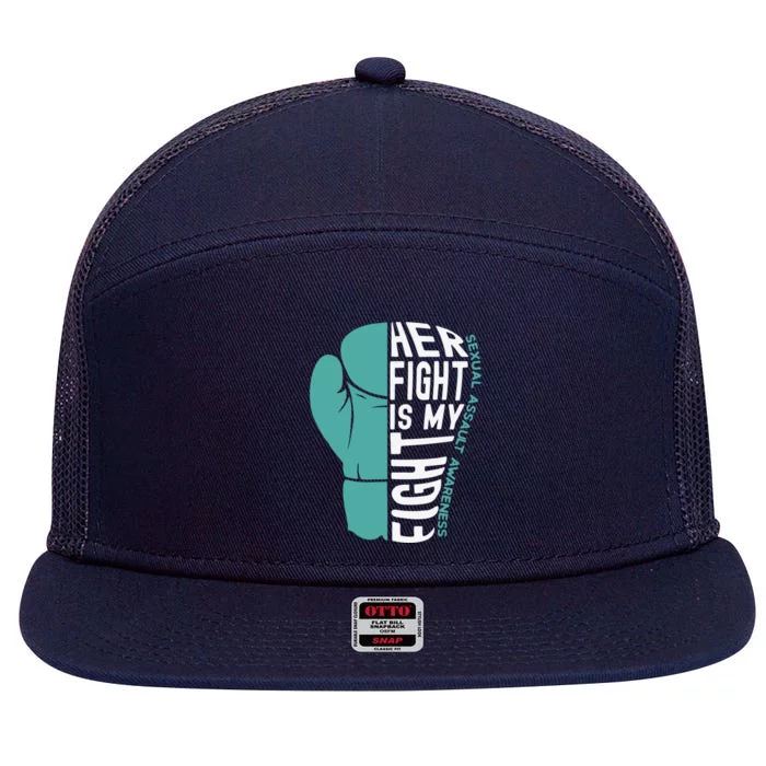 Her Fight Is My Fight Sexual Assault Awareness Boxing Glove Cute Gift 7 Panel Mesh Trucker Snapback Hat