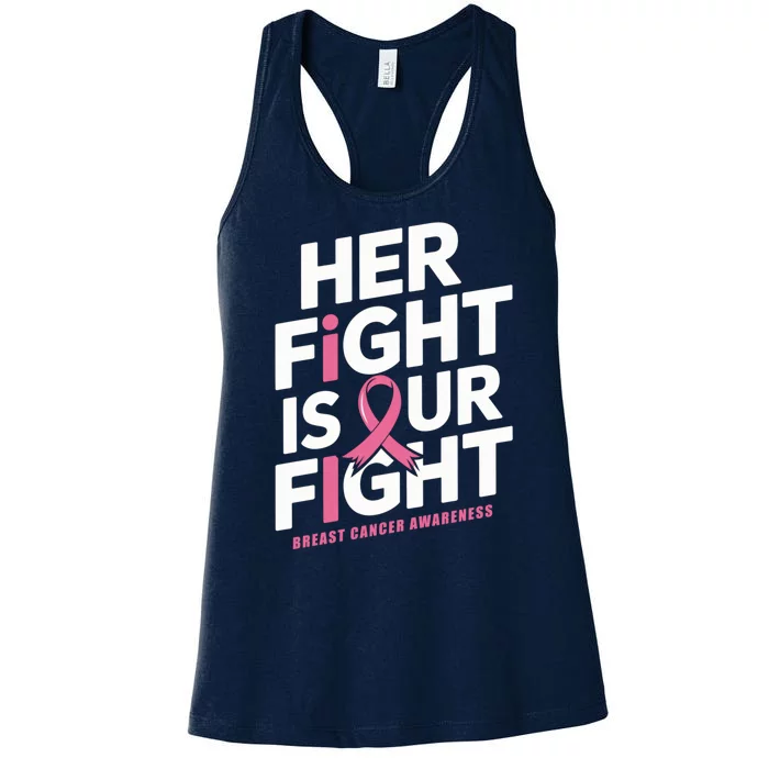 Her Fight Is Our Fight Breast Cancer Awareness Women's Racerback Tank