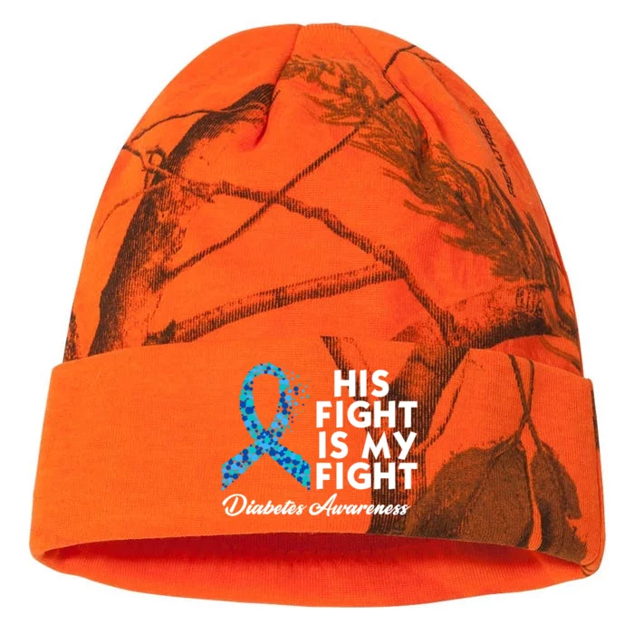 His Fight Is My Fight Diabetes Awareness Kati - 12in Camo Beanie