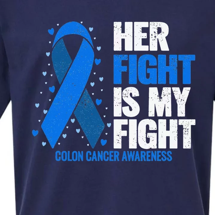 Her Fight Is My Fight Colon Cancer Awareness Sueded Cloud Jersey T-Shirt