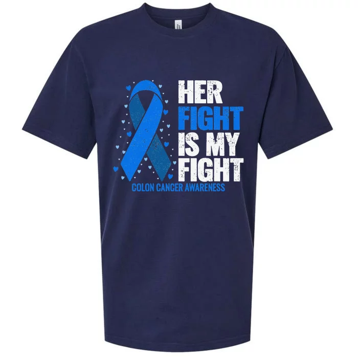 Her Fight Is My Fight Colon Cancer Awareness Sueded Cloud Jersey T-Shirt