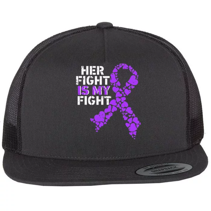 Her Fight is My Fight Pancreatic Cancer Awareness November Flat Bill Trucker Hat