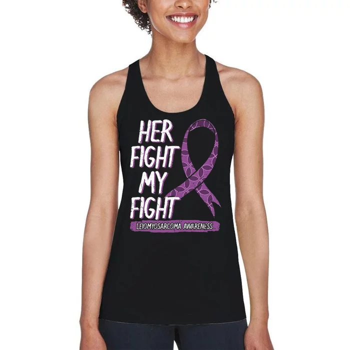 Her Fight Is My Fight Leiomyosarcoma Rare Cancer LMS Gift Women's Racerback Tank