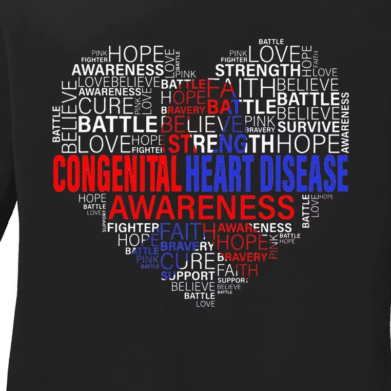 Her Fight is My Fight CHD Heart Disease Awareness Ladies Long Sleeve Shirt