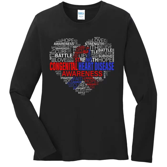 Her Fight is My Fight CHD Heart Disease Awareness Ladies Long Sleeve Shirt