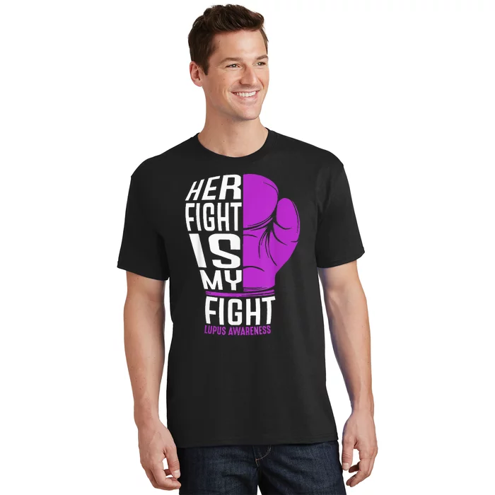 Her Fight Is My Fight SLE Lupus Awareness Purple Boxing T-Shirt