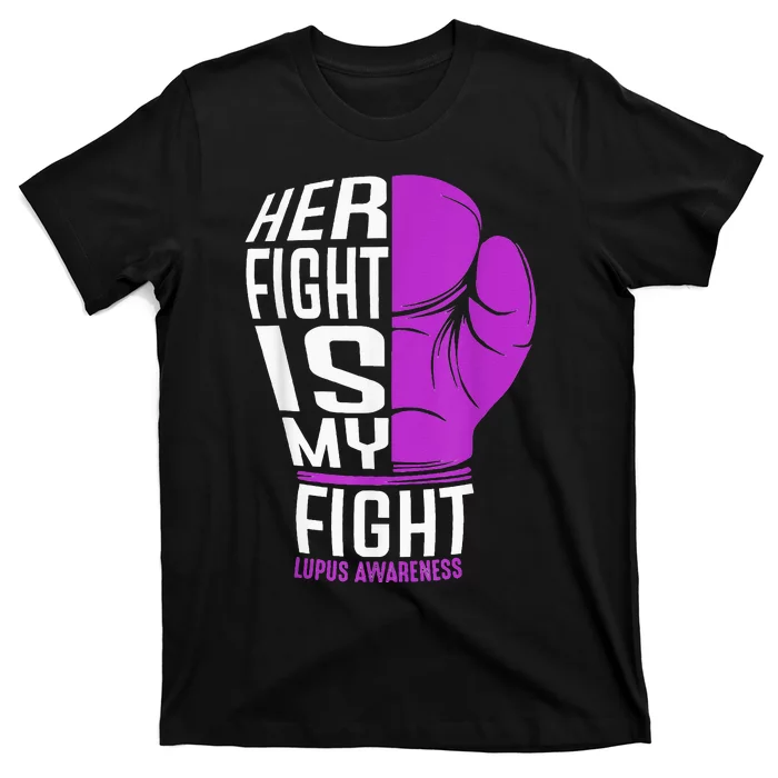 Her Fight Is My Fight SLE Lupus Awareness Purple Boxing T-Shirt