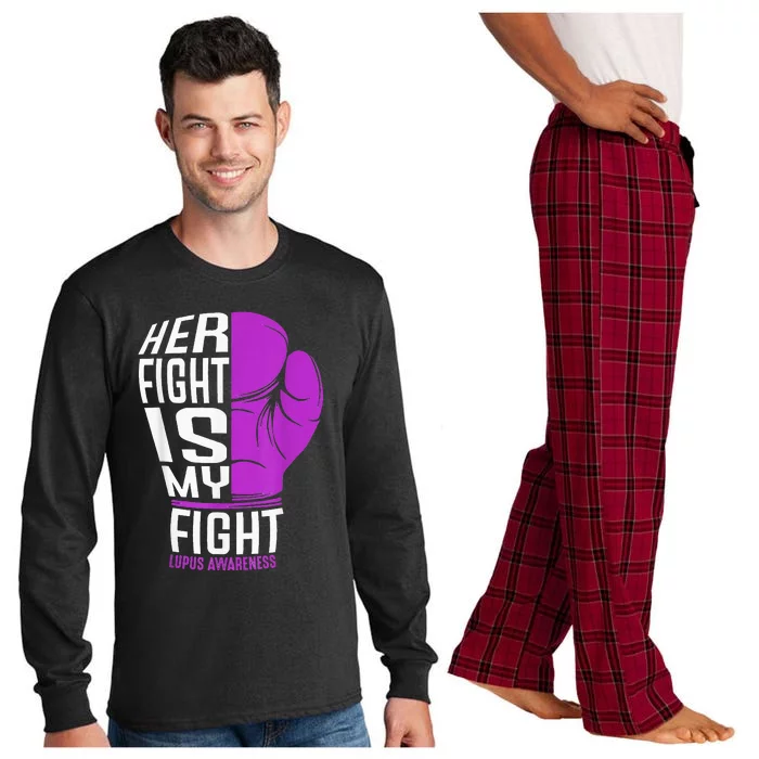 Her Fight Is My Fight SLE Lupus Awareness Purple Boxing Long Sleeve Pajama Set