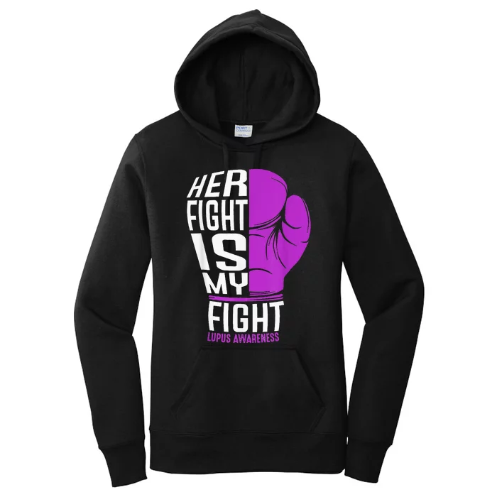 Her Fight Is My Fight SLE Lupus Awareness Purple Boxing Women's Pullover Hoodie