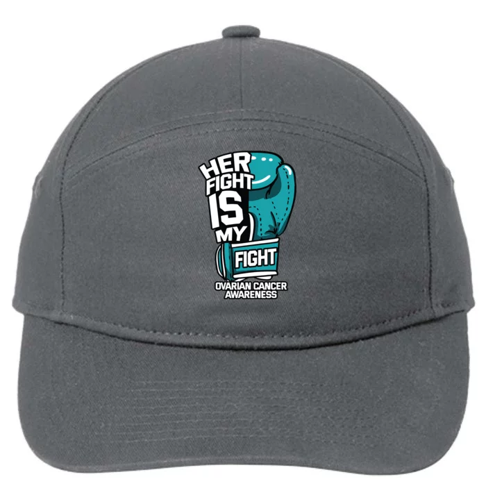 Her Fight Is My Fight Ovarian Cancer Awareness Teal Ribbon 7-Panel Snapback Hat