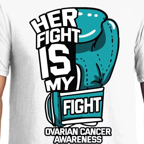 Her Fight Is My Fight Ovarian Cancer Awareness Teal Ribbon Pajama Set