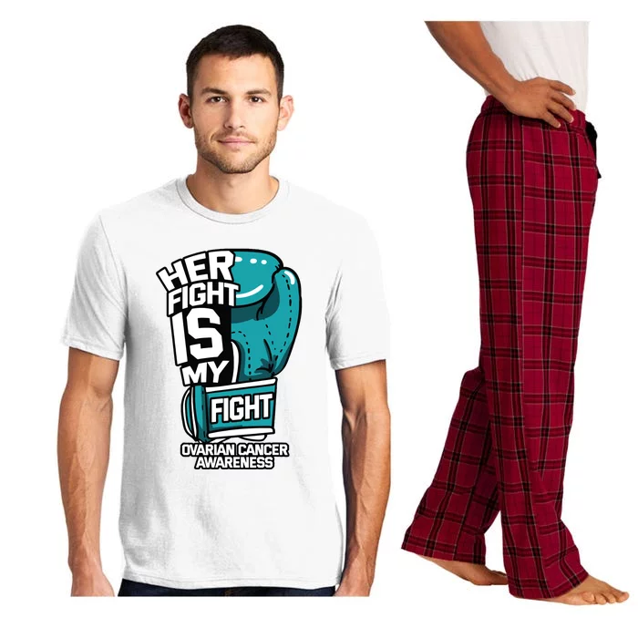 Her Fight Is My Fight Ovarian Cancer Awareness Teal Ribbon Pajama Set