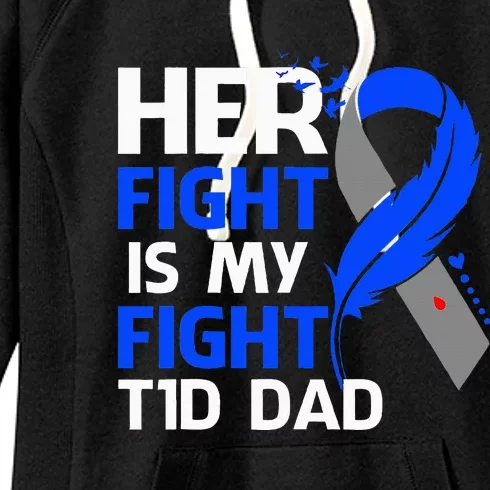 Her Fight Is My Fight T1D Dad Diabetes Awareness Women's Fleece Hoodie