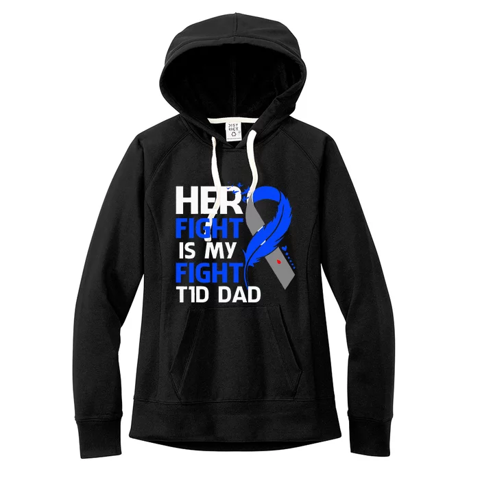 Her Fight Is My Fight T1D Dad Diabetes Awareness Women's Fleece Hoodie