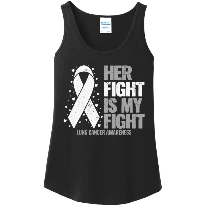 Her Fight is my Fight Lung Cancer Awareness Ladies Essential Tank