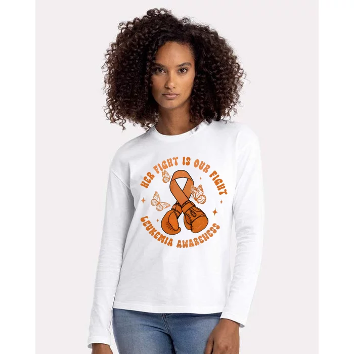 Her Fight Is Our Fight Leukemia Awareness Womens Cotton Relaxed Long Sleeve T-Shirt