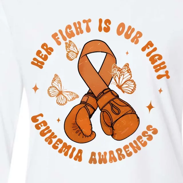 Her Fight Is Our Fight Leukemia Awareness Womens Cotton Relaxed Long Sleeve T-Shirt