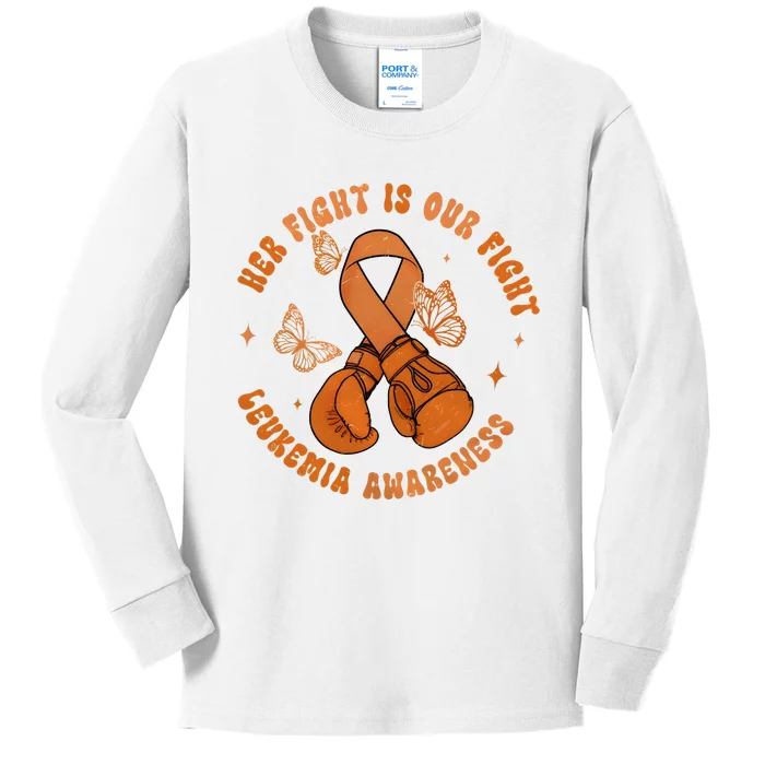 Her Fight Is Our Fight Leukemia Awareness Kids Long Sleeve Shirt