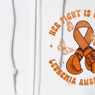 Her Fight Is Our Fight Leukemia Awareness Full Zip Hoodie