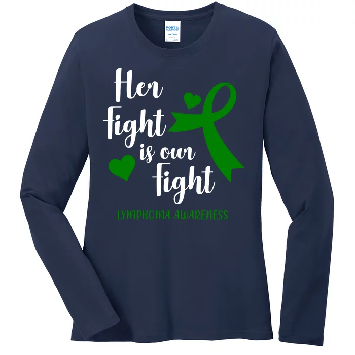 Her Fight Is Our Fight Lymphoma Awareness Ladies Long Sleeve Shirt