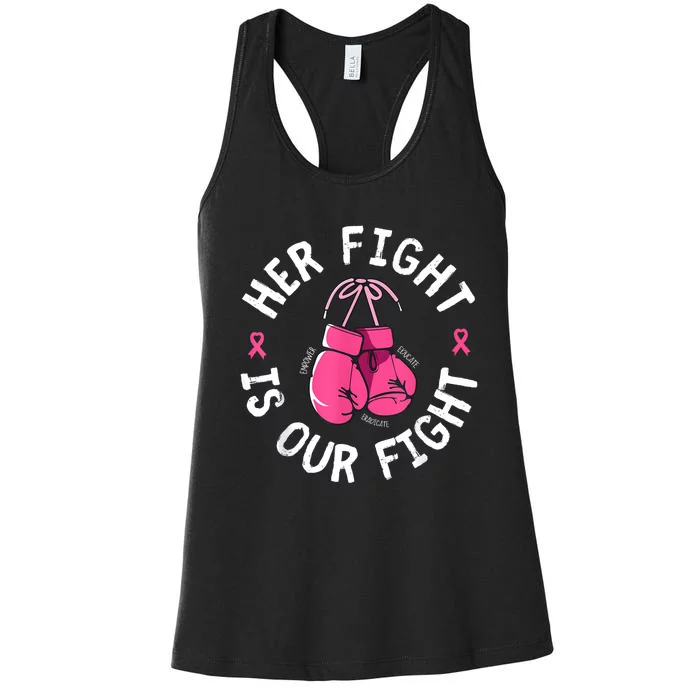 Her Fight Is Our Fight Breast Cancer Awareness Women's Racerback Tank